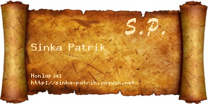 Sinka Patrik névjegykártya